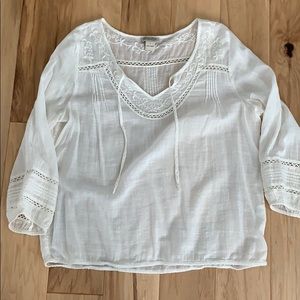 Lucky Brand Gauzy Embroidered Boho Shirt